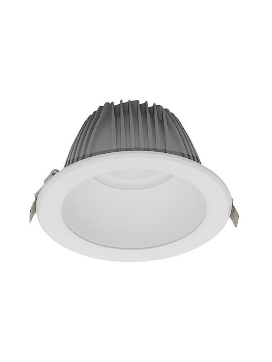 Elmark Round Metallic Recessed Spot with Integrated LED and Natural White Light White 18.5x18.5cm. 1pcs
