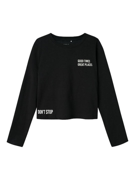 Name It Παιδικό Crop Top Μακρυμάνικο Μαύρο