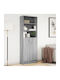 Bodenstehende Wohnzimmer Vitrine aus Spanplatte Grau mit LED-Beleuchtung 69x32,5x200 cm