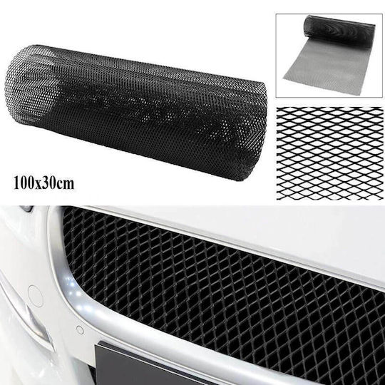 Universal Aluminum Bumper Mesh 100x30cm Black 1 Piece