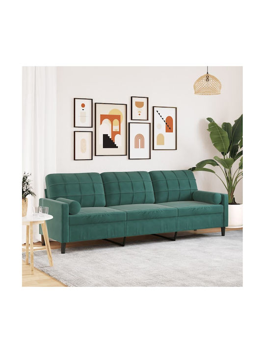 Dreisitzer Samt Sofa Dunkelgrünes mit Dekokisse...