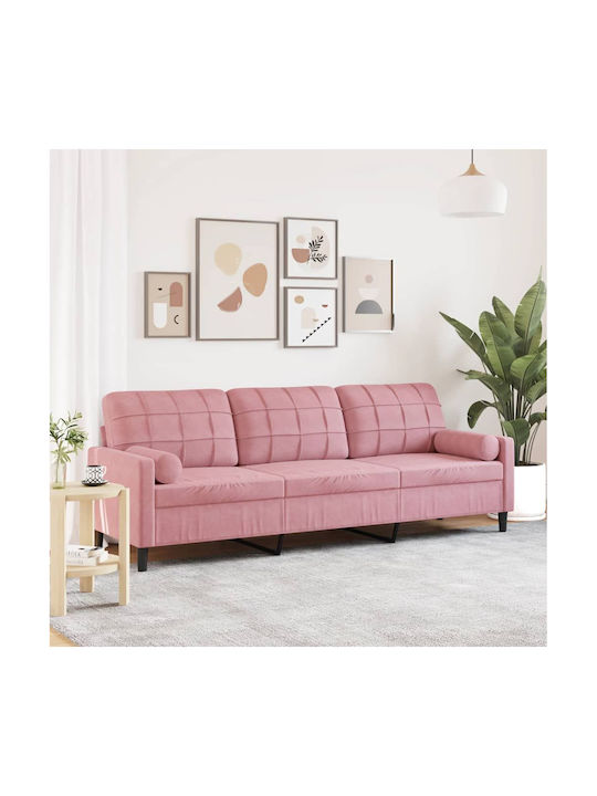 Dreisitzer Sofa Samt Rosa mit Dekokissen 226x77...