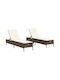 Șezlong Rattan cu Pernă Maro cu Masă 3 bucăți 198x55x39cm