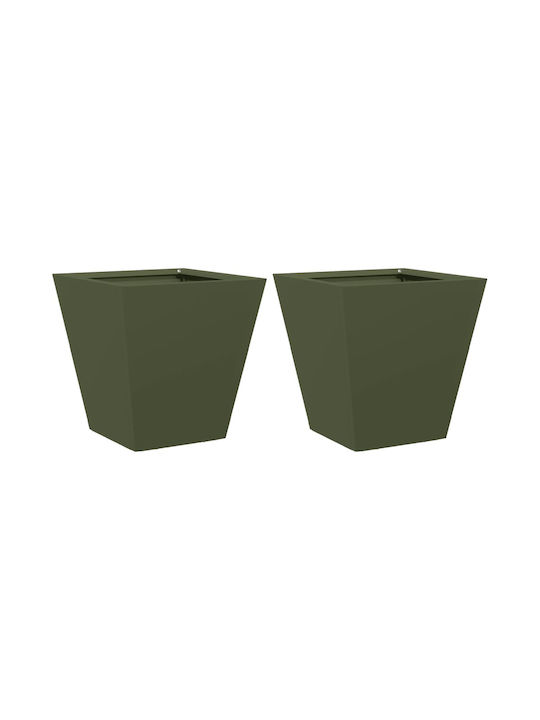 vidaXL Planter Box 30x30cm Set 2buc Λαδί, Πράσινο 851045