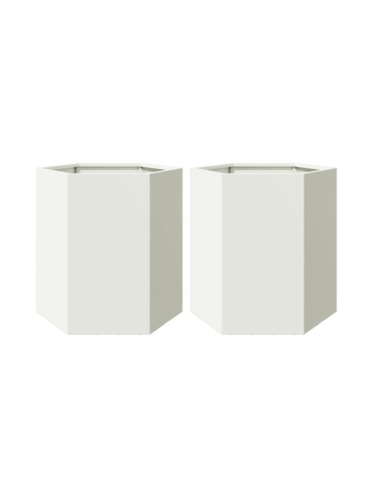 vidaXL Set 2 Planters Metal White
