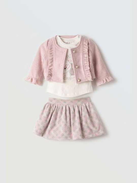 Evita Kids Set with Skirt & Jacket Winter 3pcs Pink