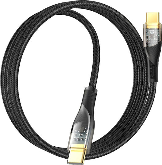 XO Braided USB 2.0 Cable USB-C male - USB-C 60W PD Μαύρο 1m 16.005.0282