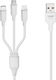 LinQ Regular Cablu USB la Lightning / Type-C / micro USB cu mai multe porturi 5A Alb 1.2m (QC20W05)