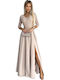 Maxi Kleid für Hochzeit / Taufe Beige