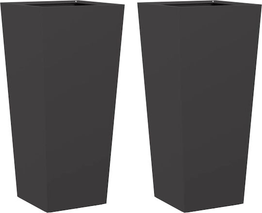 vidaXL Set 2 Blumenkästen Metall Black