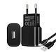 Forever Charger with USB-A Port and Cable USB-C Blacks (GSM032680)