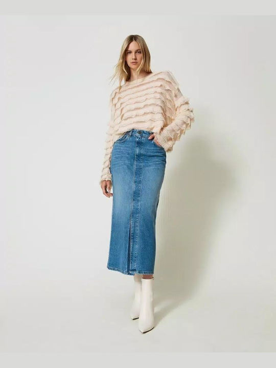 Twinset Denim Fustă Midi în culoarea Albastru