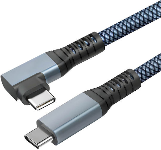 3M Ъгъл (90°) Плетен USB 2.0 Кабел USB-C Мъжки - USB-C 100W Захранване (PD) Сив 3м DATA-20G4K-C2C-300