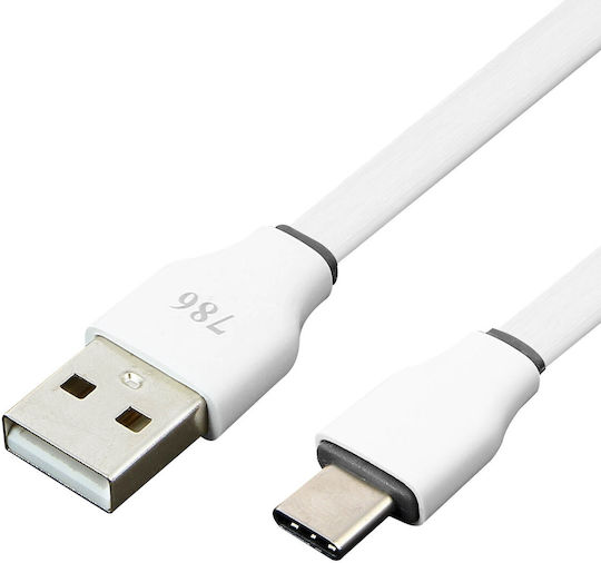 3M Равен USB 2.0 Кабел USB-C мъжки - USB-A мъжки Бял 3м (DATA-RAJ-3M-USBC)