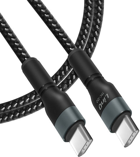 LinQ Braided USB 2.0 Cable USB-C male - USB-C 60W PD Μαύρο 1.8m TPC120