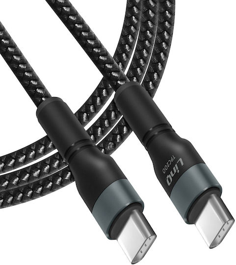 LinQ Braided USB 2.0 Cable USB-C male - USB-C 60W PD Μαύρο 2m TPC200