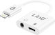 LinQ Конвертор Lightning Мъжки в 3.5mm / Lightning Женски Бял 1 Брой IP7933