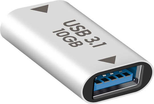 Adaptor USB-C Femelă la USB 3.1 Femelă Transfer Rapid 10Gbps Argintiu