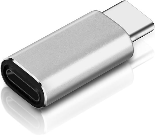 Adaptor Lightning Feminin USB C Încărcare Sincronizare Argintiu