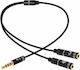 Avizar Convertor 3.5mm Masculin în 3.5mm 2x Femelă 1 Bucată HL091-BK