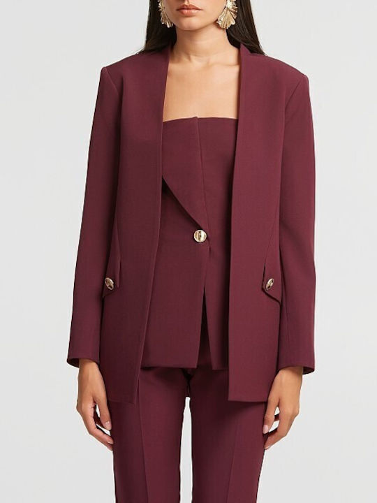 Lynne Damen Mittellang Blazer cherry