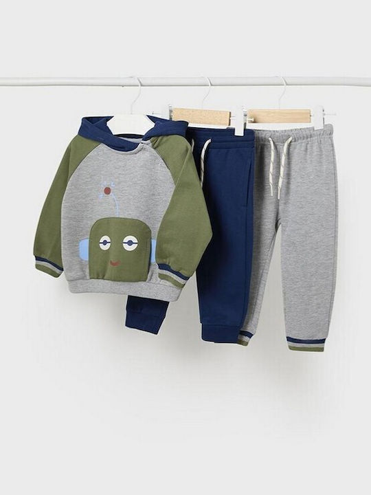 Mayoral Kids Sweatpants Set Gray 3pcs