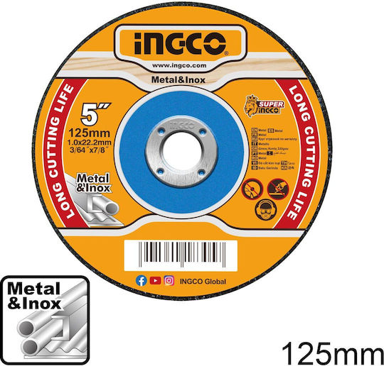 Ingco MCD101251 Cutting Disc Metal Hole Diameter 125mm 1pcs