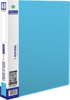 Metron Plastic Sleeves Folder 60 Sheets Light Blue