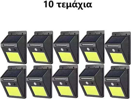 Set 10 Lămpi Solare de Perete Alb Rece 6500K cu Senzor de Mișcare și Fotocelulă IP65