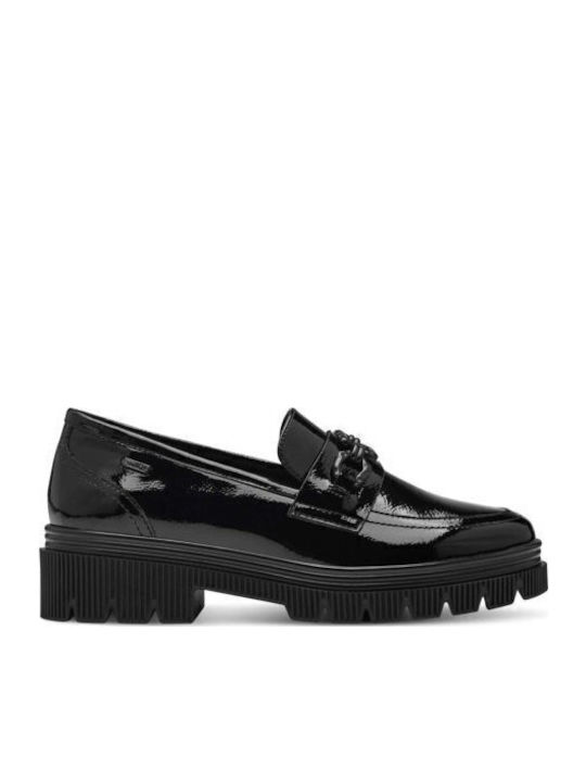 Lackleder Damen Loafers in Schwarz Farbe