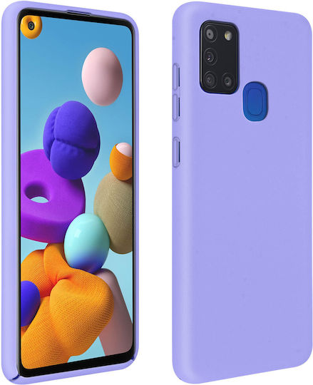 Заден капак Samsung Galaxy A21s полутвърд с меко покритие виолетов