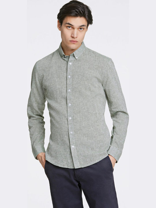Lindbergh Long Sleeve Linen Shirt in Narrow Fit...