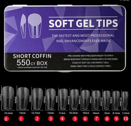 Soft Gel Tips Νυχιών Διάφανα 550τμχ 10264