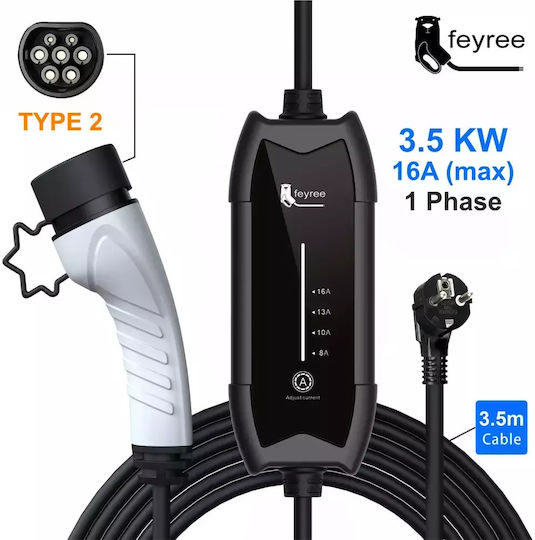 Feyree Φορητός Μονοφασικός Σταθμός Φόρτισης 3.5kW με Ενσωματωμένο Καλώδιο Type 2 (202310291)