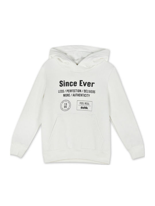 Fleece Kids Sweatshirt with Hood and Pockets Ecru Since Ever Minime
