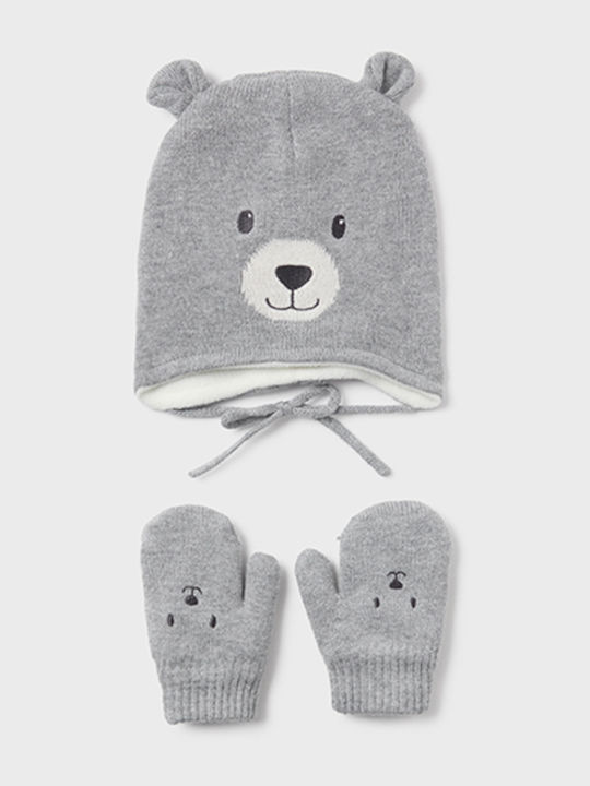 Mayoral Kids Beanie Set with Gloves Knitted Gray