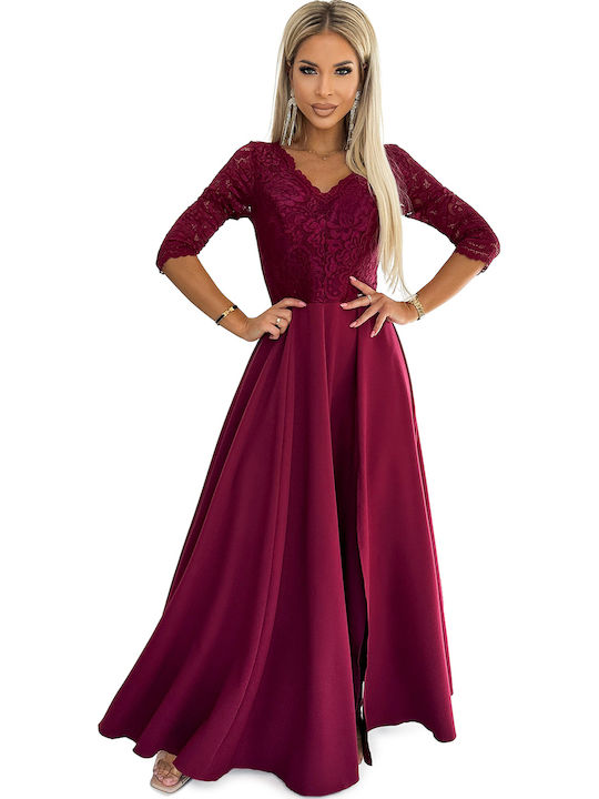Numoco Maxi Kleid für Hochzeit / Taufe Burgundy