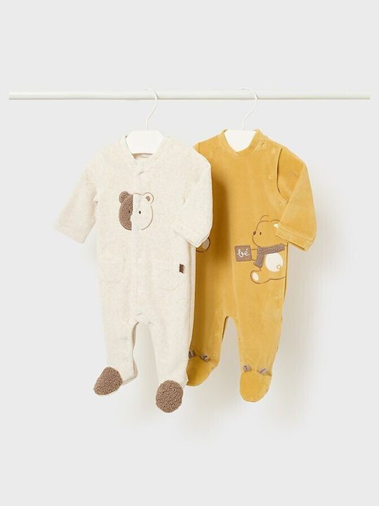 Mayoral Baby Bodysuit Set Velvet Beige Walnut