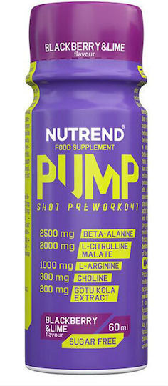 Nutrend Pump Shot Supplement Pre Workout 60ml Blackberry & Lime