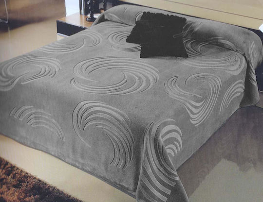 Linea Home Κουβέρτα Βελουτέ Υπέρδιπλη 220x240εκ. Γκρι