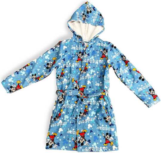 Dimcol Παιδικό Μπουρνούζι Mickey Sky Blue με Κουκούλα