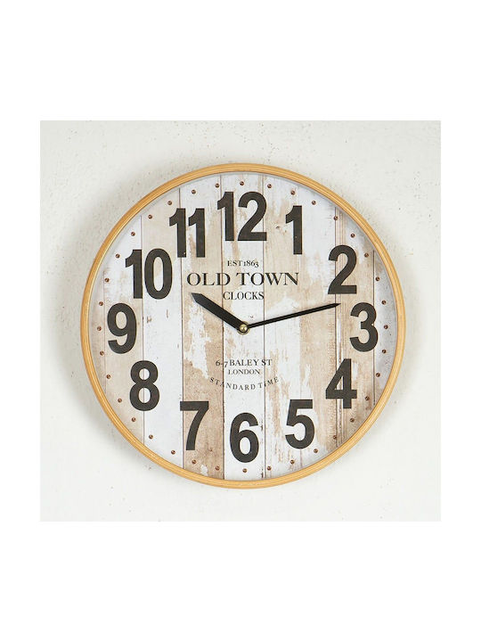 Wall Clock Wooden White Ø32cm