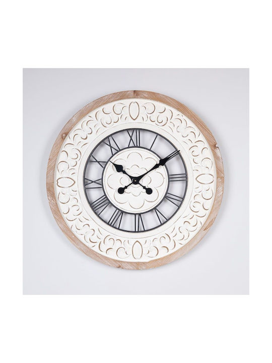 Wall Clock Wooden White Ø60cm