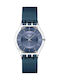 Swatch Cool Skies Γυναικείο Ρολόι 34mm Μπαταρίας με Μπλε Μεταλλικό Μπρασελέ