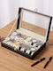 Olympus Case with transparent lid for 12 watches in Black color OLYMP-2