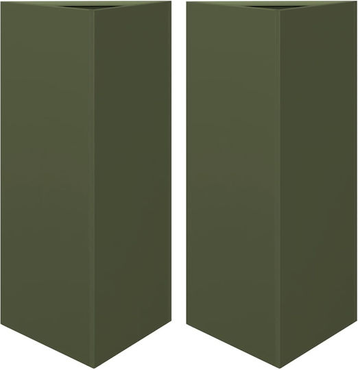 vidaXL Set of 2 Metallic Flower Pots Lime Green 40x34.5x70cm