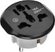 Avizar Charger Adapter Universal Eu To Uk Au Usa Cn Black