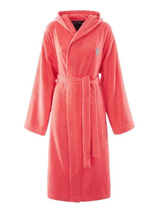 Tommy Hilfiger Initial Hooded Bathrobe Pink