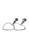 925 Silver Heart Contour Earrings Three Stones