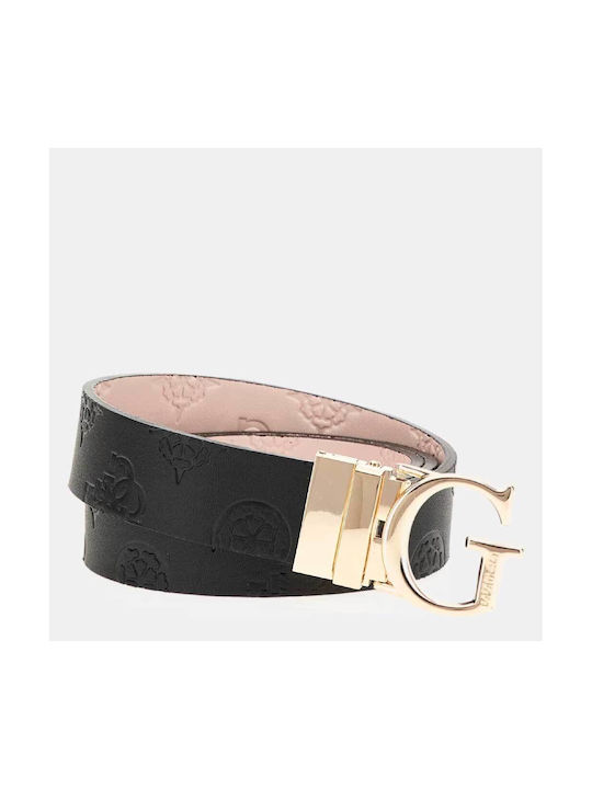 Guess Logo Leather Women's Belt Black